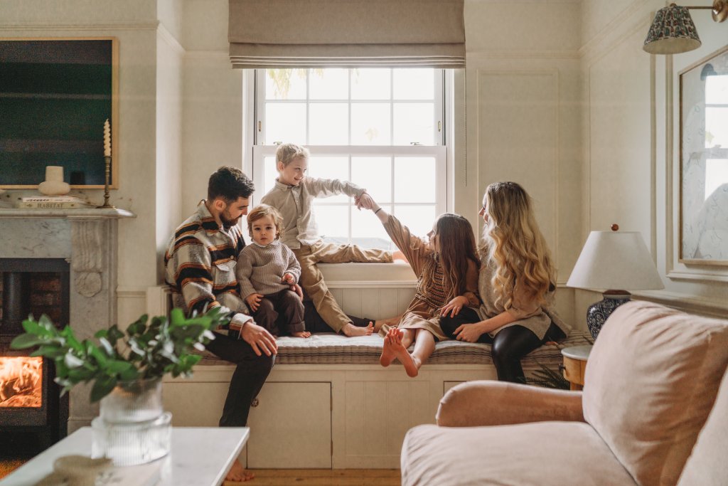 Cozy family moments captured in the warm ambiance of the home