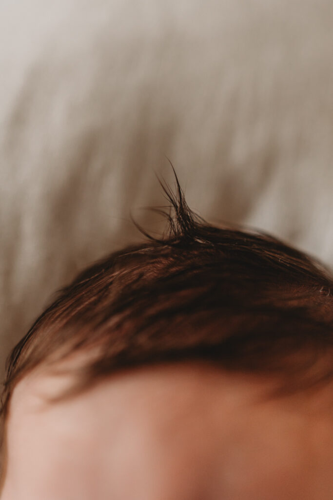 newborn hair close up photo